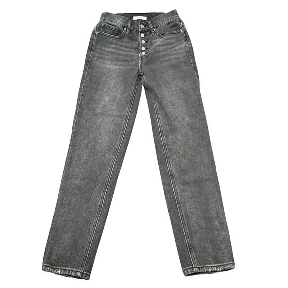 PacSun Jeans Women’s Size 24 (25x27) Black Button Fly Ultra High‎ Rise Slim Worn - Picture 1 of 15